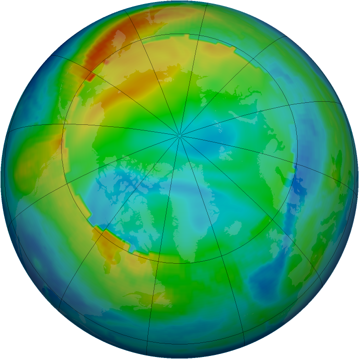 Arctic ozone map for 03 December 1998